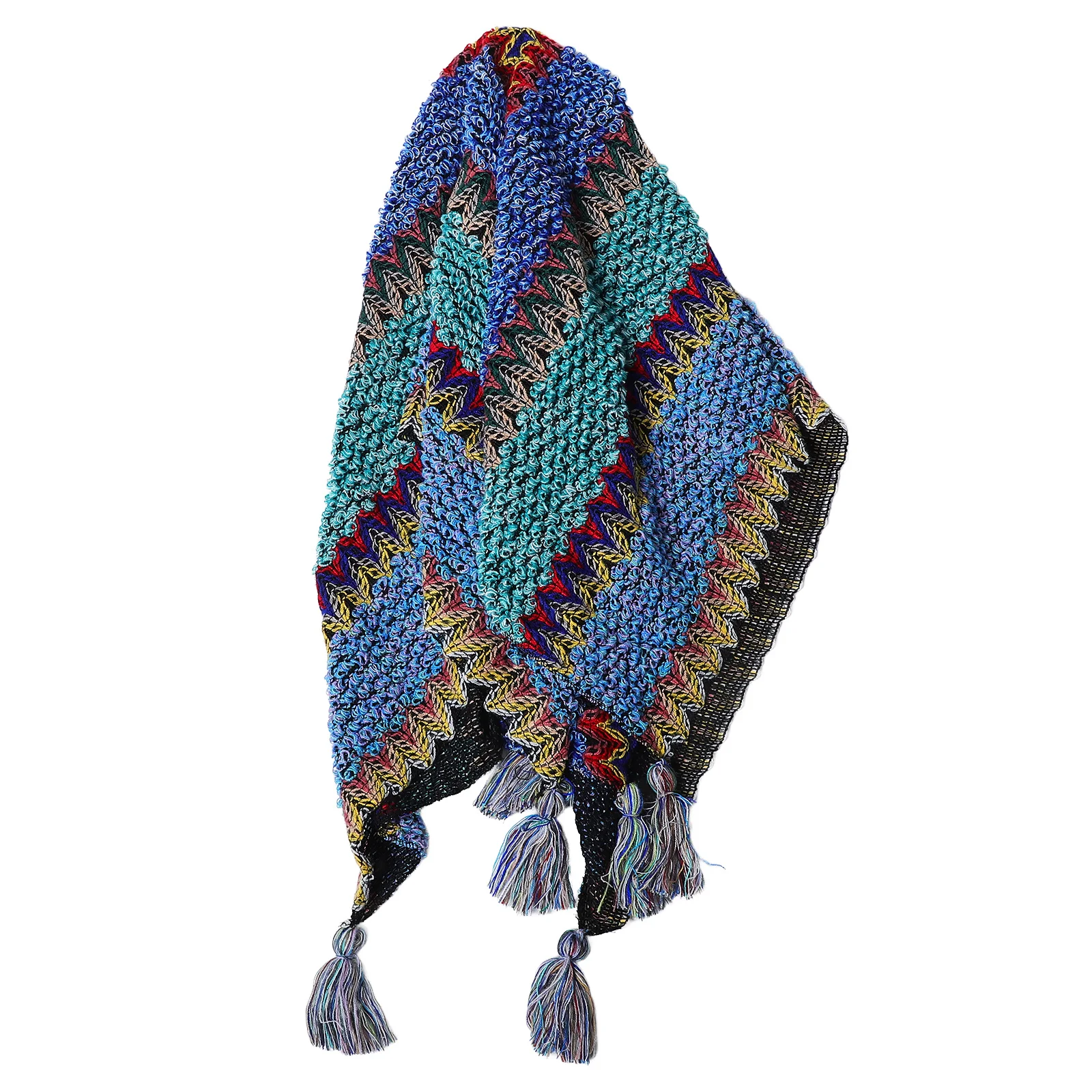 

Ethnic Travel Poncho Sweater Women Knitted Thickened Shawl Tassel Wrap Fall Winter Casual Boho Cape Coat Poncho Sweater