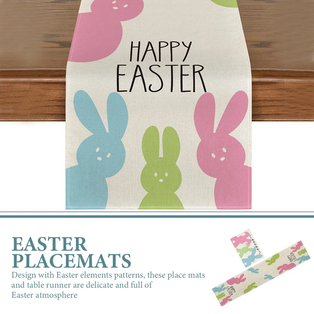 

Набор декоративных салфеток и дорожек для стола с пасхальным узором, премиум-качество, защита для стола, для использования в помещении и на улице