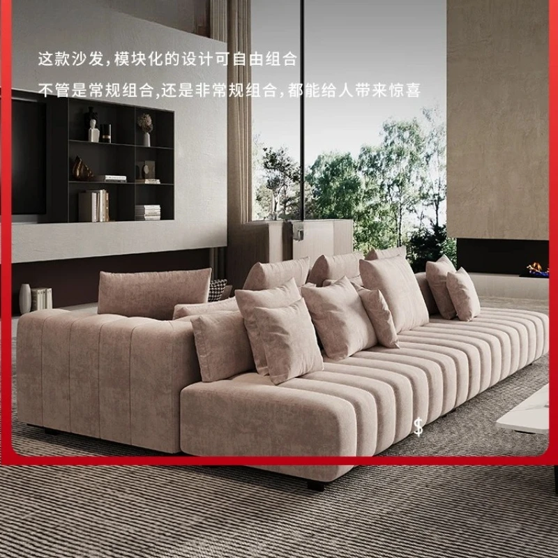 Double-Sided Sofa Large Flat Horizontal Hall Villa Fabric Module Sofa Piano Keys Back-to-Back Two-Way Sitting Island Sofa