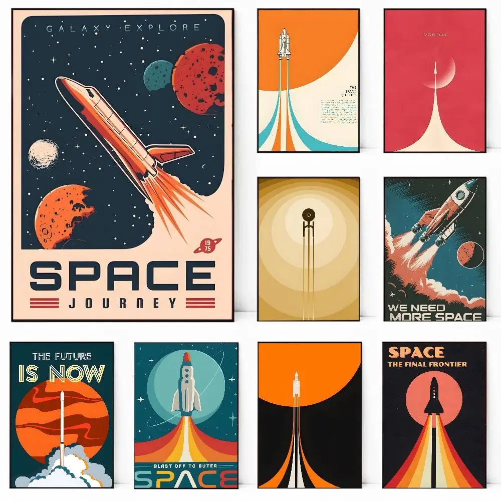 الفضاء صاروخ مستقبل الفضاء المشارك الفن اللوحة ملصق مع المطبوعات غرفة نوم المنزل غرفة المعيشة الديكور هدية #1