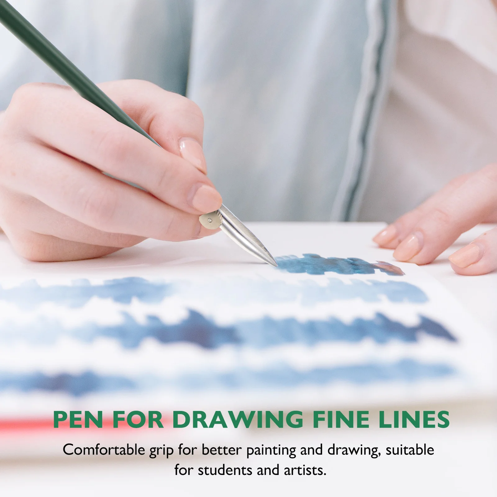 6pcs Painting Straight Pens Green Adjustable Art Ruling Pens For Fine Line Drawing Masking Fluid Artists Tools Drawing Supplies