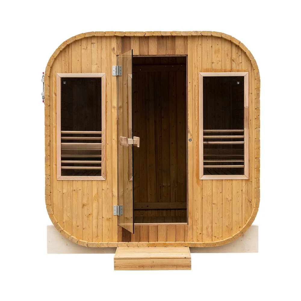 prefabricated Modern Square Solid Wood 2 Person Dry Steam Sauna Room