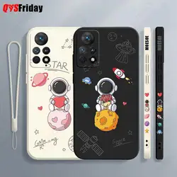 Lanyard Strap Astronaut Phone Case For Xiaomi Redmi Note 11 12 13 14 Pro 5G 14 4G Poco F6 X6 X5 11T 13T 13C Pro Silicone Cover