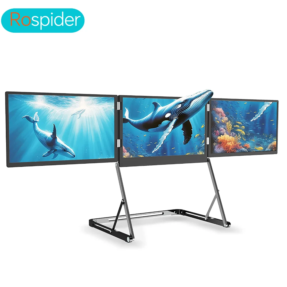 

Rospider Portable Triple Laptop Screen Extender, 1080P FHD 100% sRGB Monitor, Single Cable for Mac M1 M2 M3 Windows