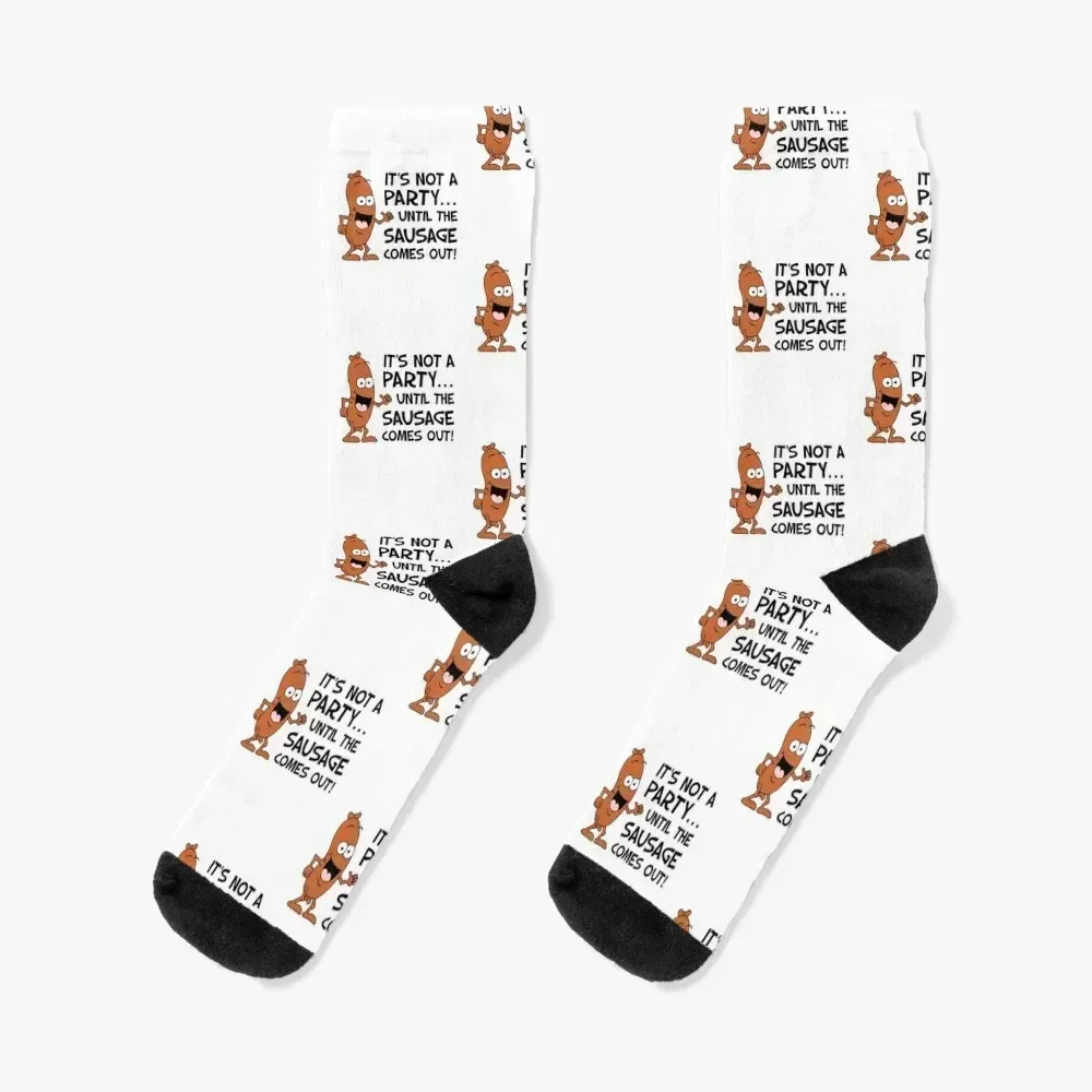 

It's Not A Party Until The Sausage Comes Out Cartoon Socks happy man Toe sports valentine gift ideas Socks Woman Men's