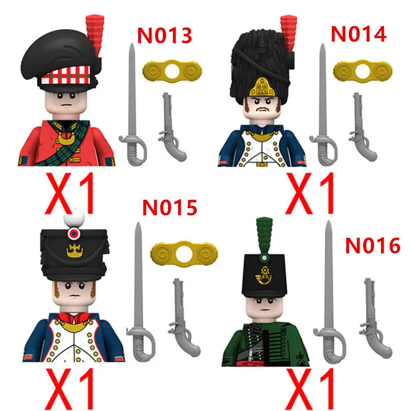 Napoleonic Wars Military Soldiers Building Blocks WW2 British Army Figures Russian Foot Guard Infantry Weapons Bricks Kids Toys