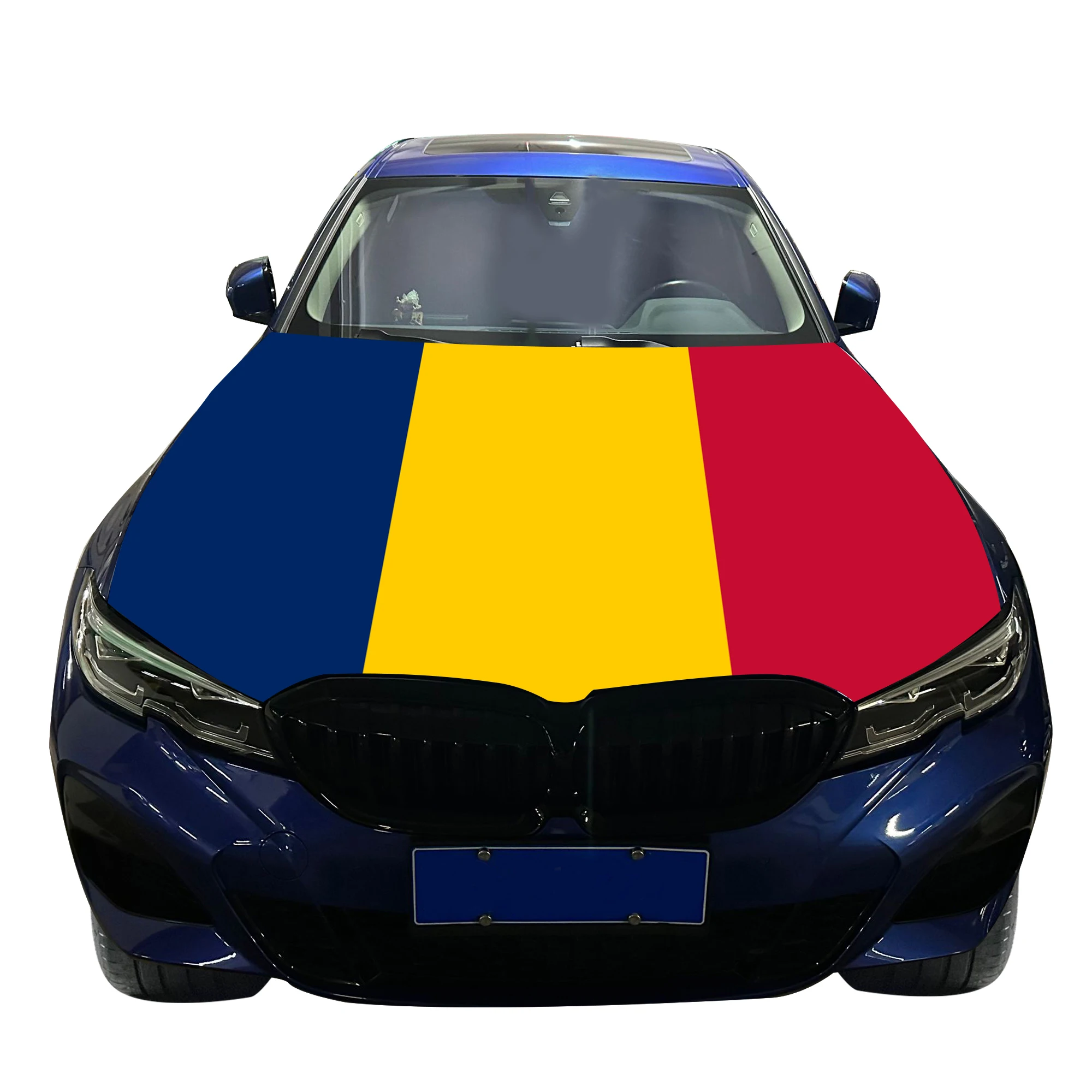 Chad Car Hood Cover Flag  Universal Size Elastic Polyester 120x150cm for Car Decor