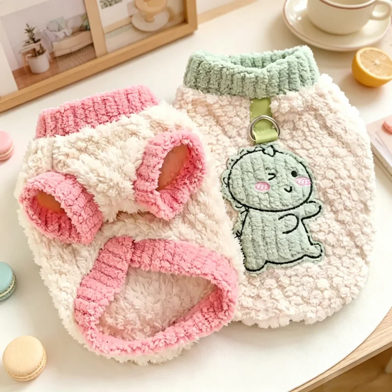 Modische Hundepullover Warme Plüsch-Hundekleidung Herbst Welpenweste mit Tierdruck Katzenpullover Niedlicher Haustier-Sweater Pudel-Bekleidung – Detail 15