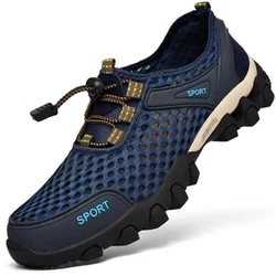 Summer Men's Mesh Walking Hiking Shoes Breathable Anti-Slip Wading Shoes Outdoor Running Sneakers Leisure Walking Footwear