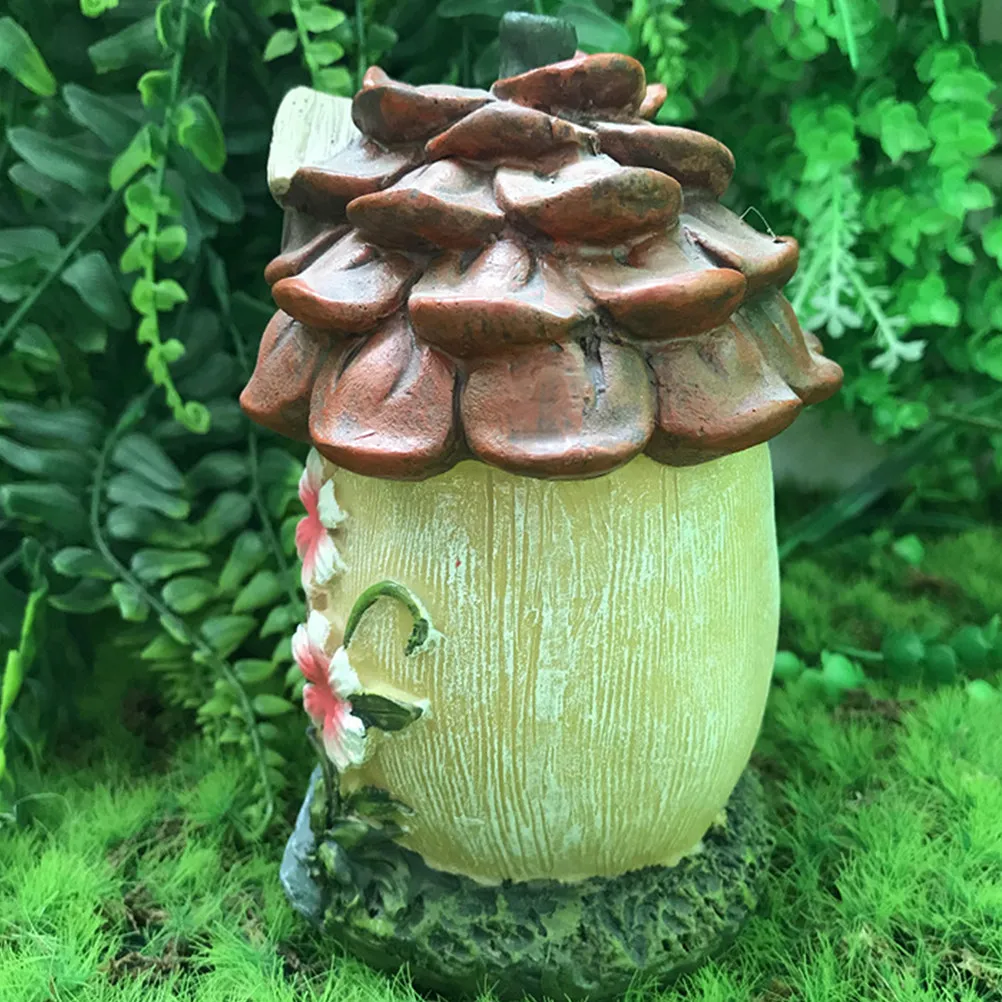 

1 шт. Светящийся садовый домик на солнечной батарее, декоративное изделие из смолы для уличного микроландшафта, украшение для двора, веранды, дорожек