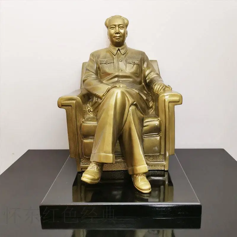 Cz chairman mao sitting statue golden full body statue sitting on the throne living room decoration home ornaments statue