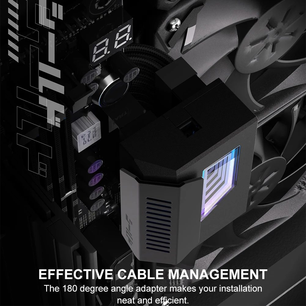 

ATX 24-контактный адаптер питания на 180 градусов с бесконечным зеркалом ARGB Light, материнская плата, модульный кабель питания для материнской платы