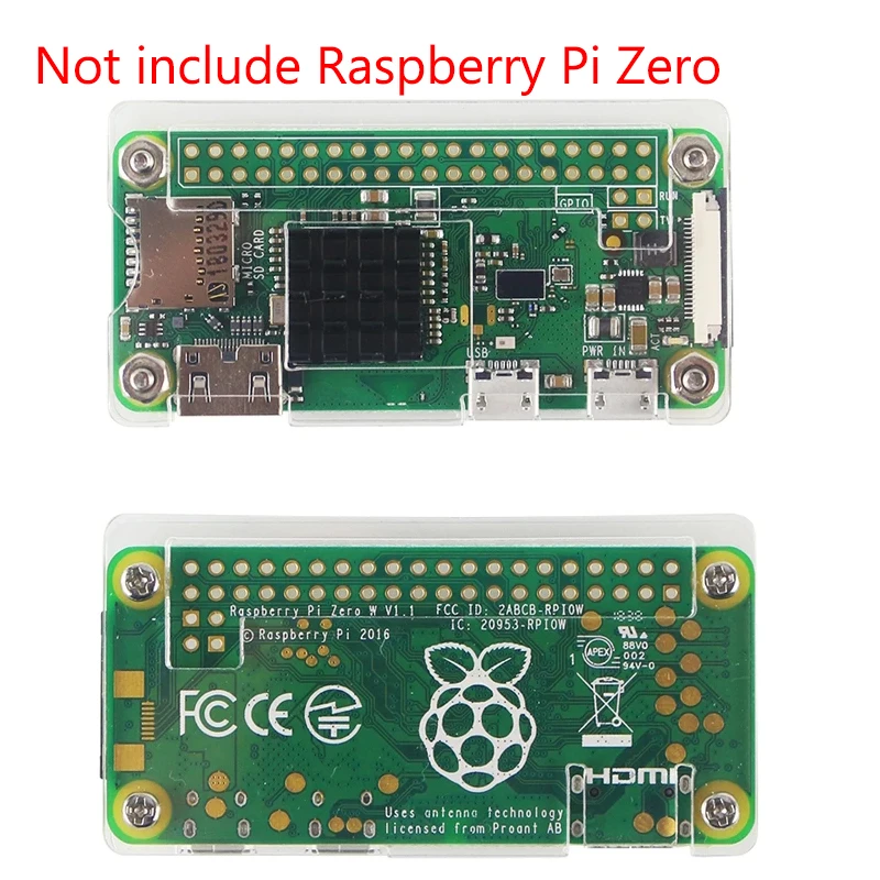 Raspberry Pi Zero W Acrylic Case + Aluminum Heat Sink for RPI Zero Box Cover Shell Enclosure Cases also for RPI Zero V1.3