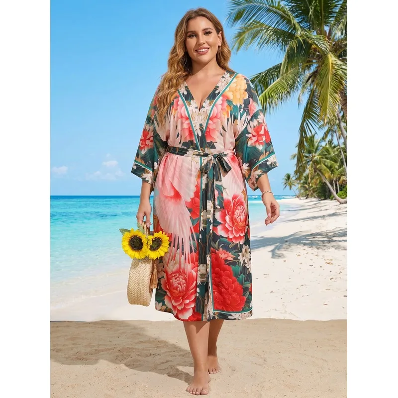 Women's Rayon Printed Beach Cover Up Bikini Wrap Sarong Breathable Sun Protection Shawl For Summer Vacation Seaside Holiday Beac