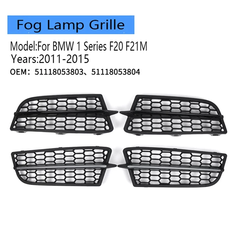 Fog Lamp Grille Anti-Collision Tough L/R Front Bumper Fog Light Grille For BMW 1 Series F20 F21M 2011-2015