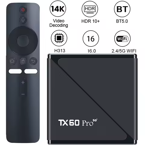 TX60 PRO Android16 Smart TV Box Allwinner Quad Core 2.4G&amp;5G Dual WiFi Media Player Set Top Box Digital Voice Remote 14K 16G 256G
