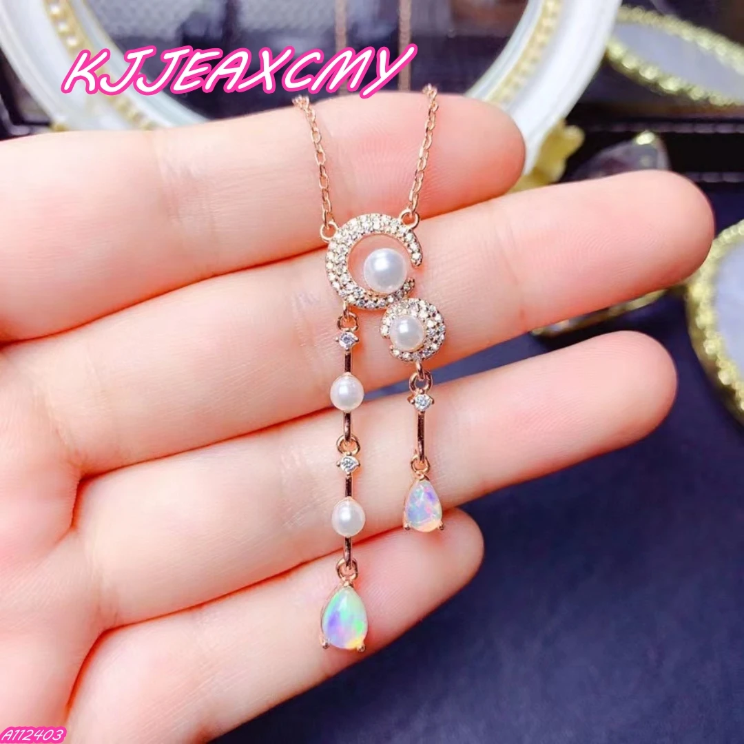 

KJJEAXCMY 925 Sterling Silver Natural Opal Gemstone Women's Necklace Set Girl's Party Birthday Christmas Gift Jewelry