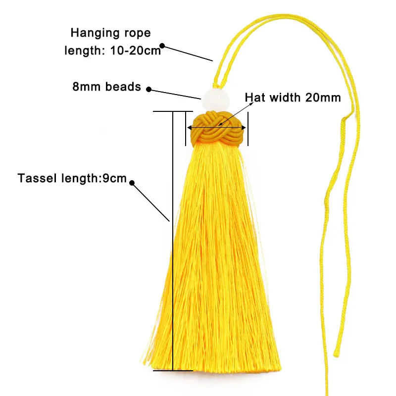 2-10Pcs 9cm Silky Tassels Handmade Soft Tassel Jade Bead Tassels with Pineapple Cap For DIY Craft Jewelry Bookmarks Fringe Trim