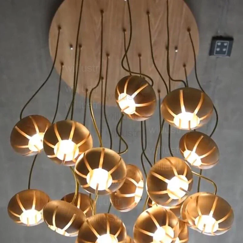 Florale Holz-Pendelleuchte, hölzerne Hängeleuchte, Café, Bar, Büro, Zuhause, Esszimmer, Kupferknolle, hängende Deckenleuchter