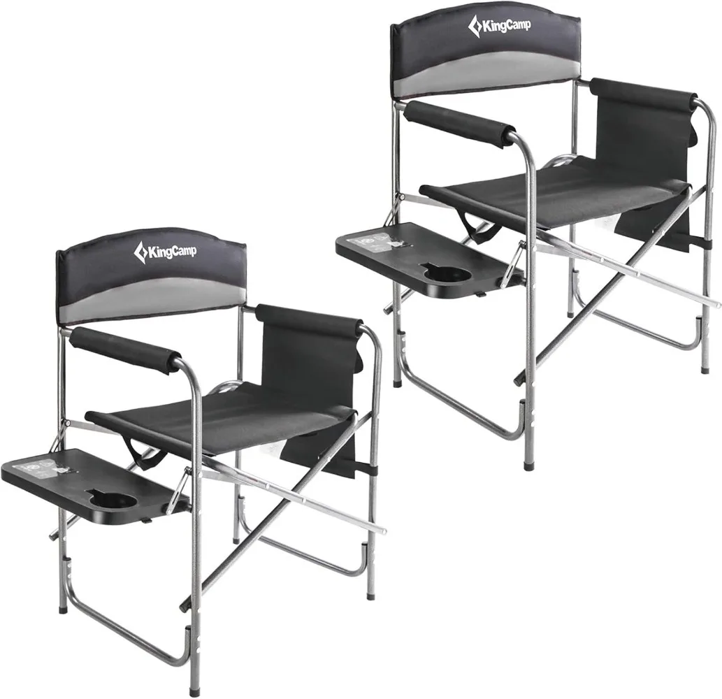2-Pack Directors Camping Chairs with Padded Folding Portable Seats, for camping,picnic,Black