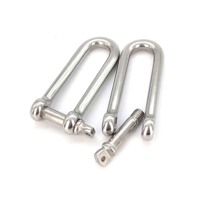 Long Straight D Manilha Anchor Cadeia, Wire Rope Connector, Rigging Fastener, Marine Grade, 316 Aço Inoxidável, 4-16mm