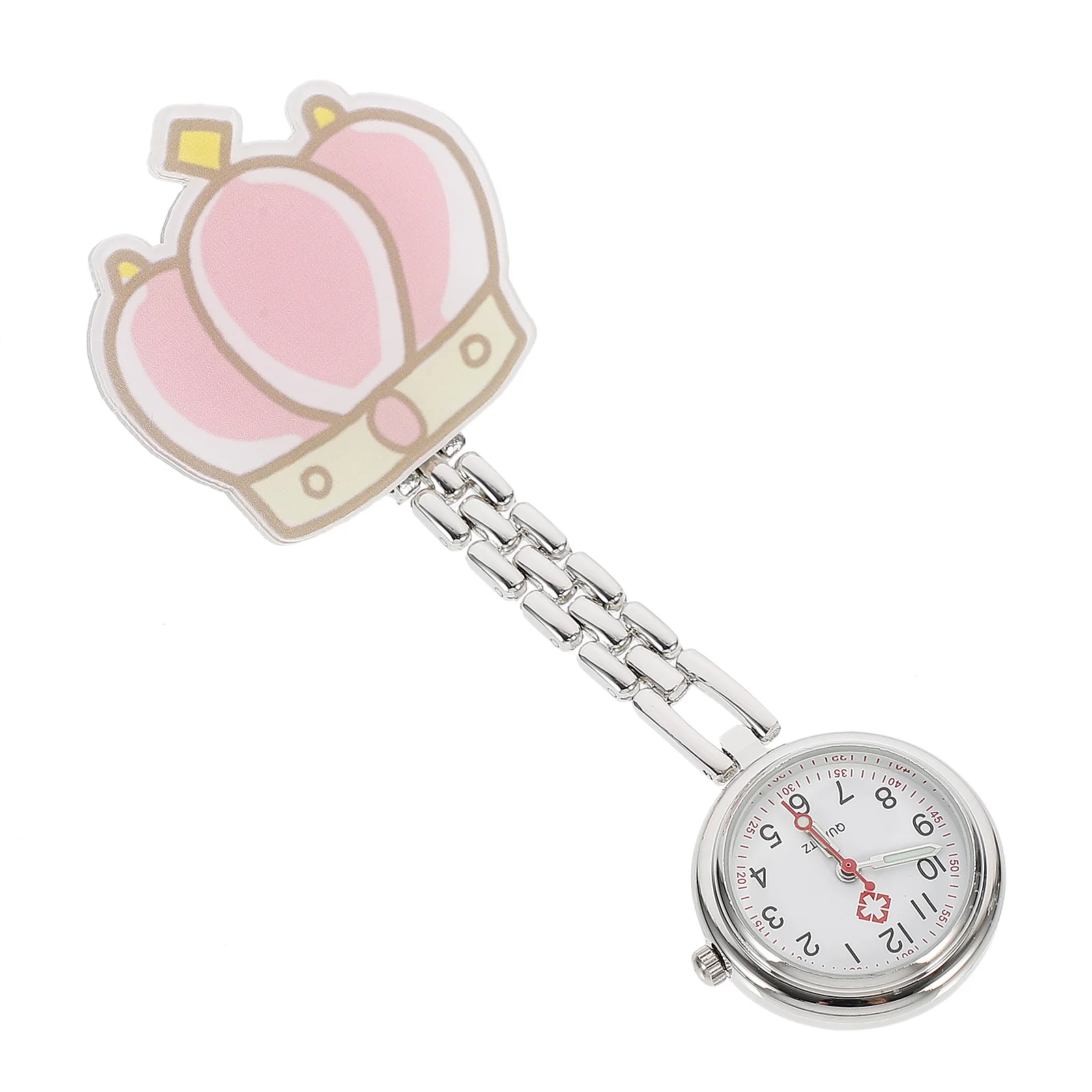 Orologio da tasca per infermiera Orologio da petto per cartoni animati con design a forma di corona Comodo per il lavoro Ottimo regalo di compleanno per il personale medico