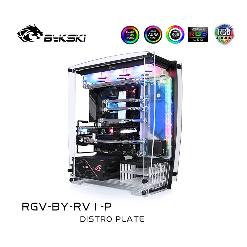 Bykski RGV-BY-RV1-P, Distro Plate For B-RV1-X Case,MOD PC Water Cooling Waterway Board Reservoir Kit For Computer CPU GPU Cooler