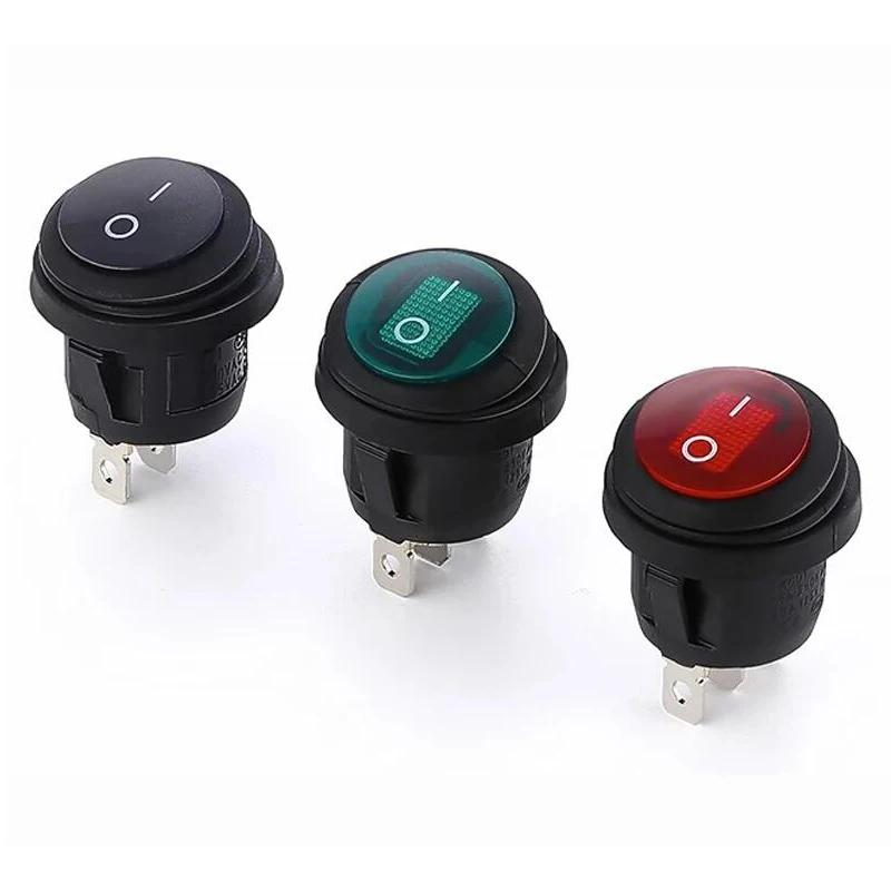 1Pcs on / off SPST Round waterproof boat LED rocker switchlight 12V 220V power button switch on off тумблер лодка