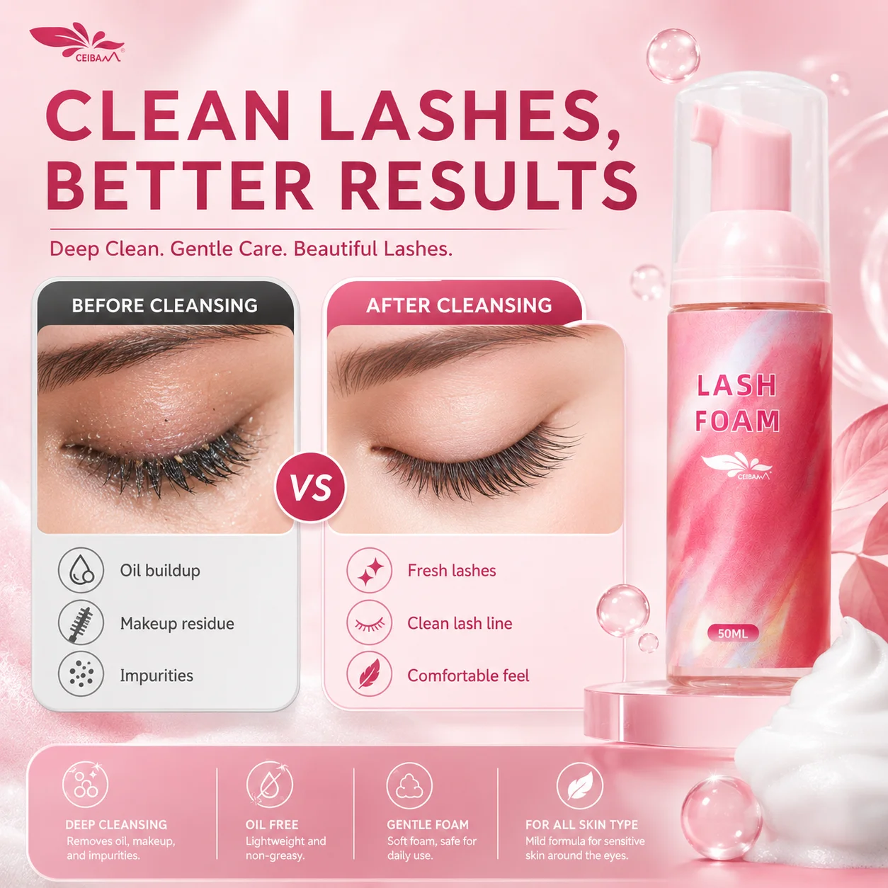 شامبو رغوي للرموش 50 مل خالٍ م - مراجعة Eyelash Extension Aftercare وسعره