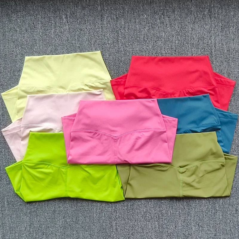 Pantaloncini sportivi da donna Pantaloncini da yoga a vita alta Slim Fit Butt Lift Gym Running Pantaloncini in nylon ad alta elasticità