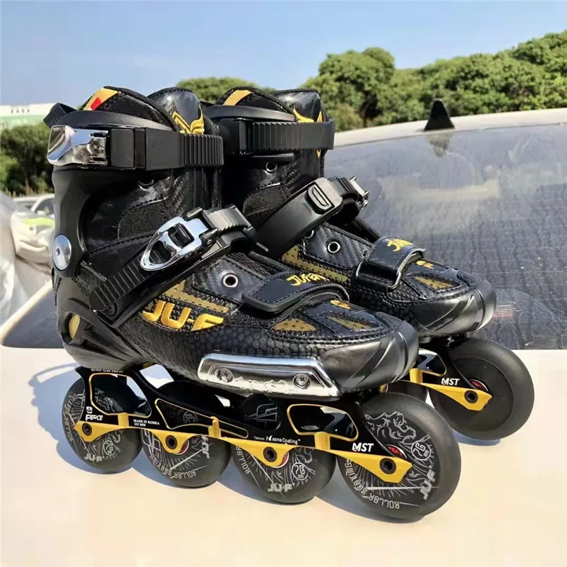 Yellow Red Professional Single Line Inline Slide Skates Shoes Sliding Skating Wheel Thick Boot Man Roller Patines for SEBA HV HL