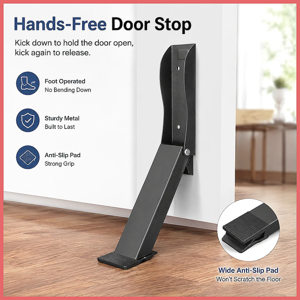 Heavy-Duty Metal Door Stopper Anti-Collision Windproof Gap Stopper, Sturdy Floor Door Stop for Home Daily Use, Secure Door We