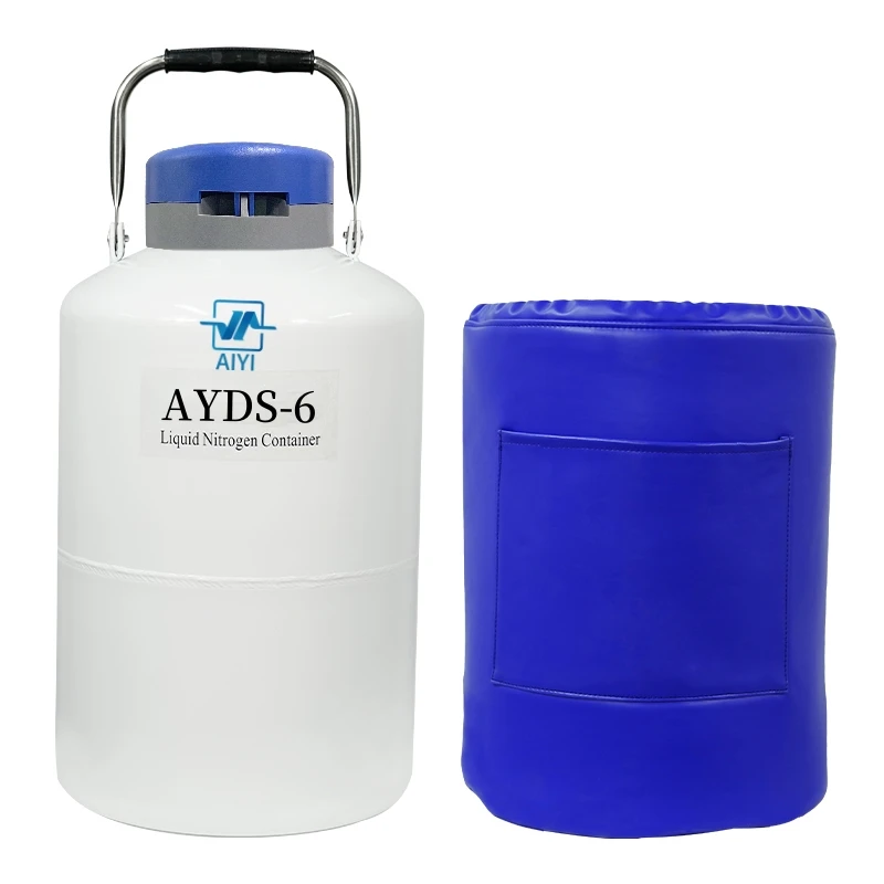 6 Liter Small Capacity Aviation Aluminum Liquid Nitrogen Cr yo Container Biological Storage Tank