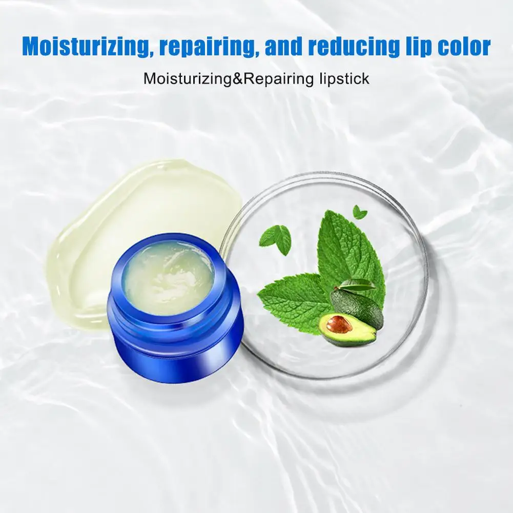 Lip Balm Small Blue Pot Moisturizing and Repairing Lip Balm Professional Lip Care Deep Hydrating Moisturizing Soothing