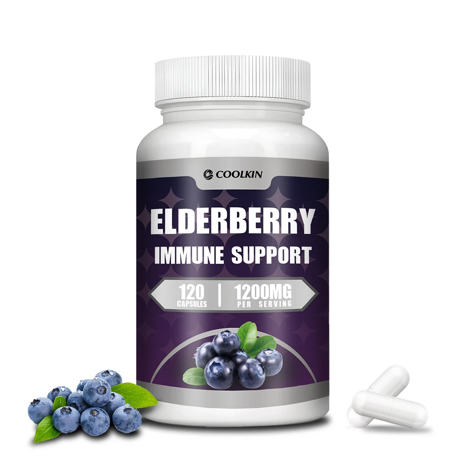 

Elderberry Immune Support - Antioxidant, Promotes Nutrient Absorption, Non-GMO, Made in The USA