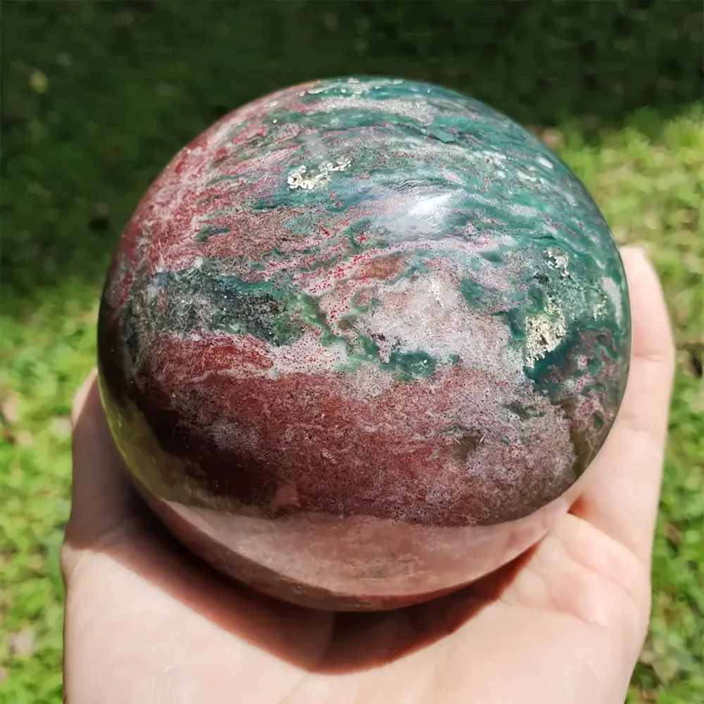 1pc Natural Ocean Jasper Ball Decoration Crystal Ornament for Home Eliminate Negative Holiday Gift For Parents Crystal Crafts