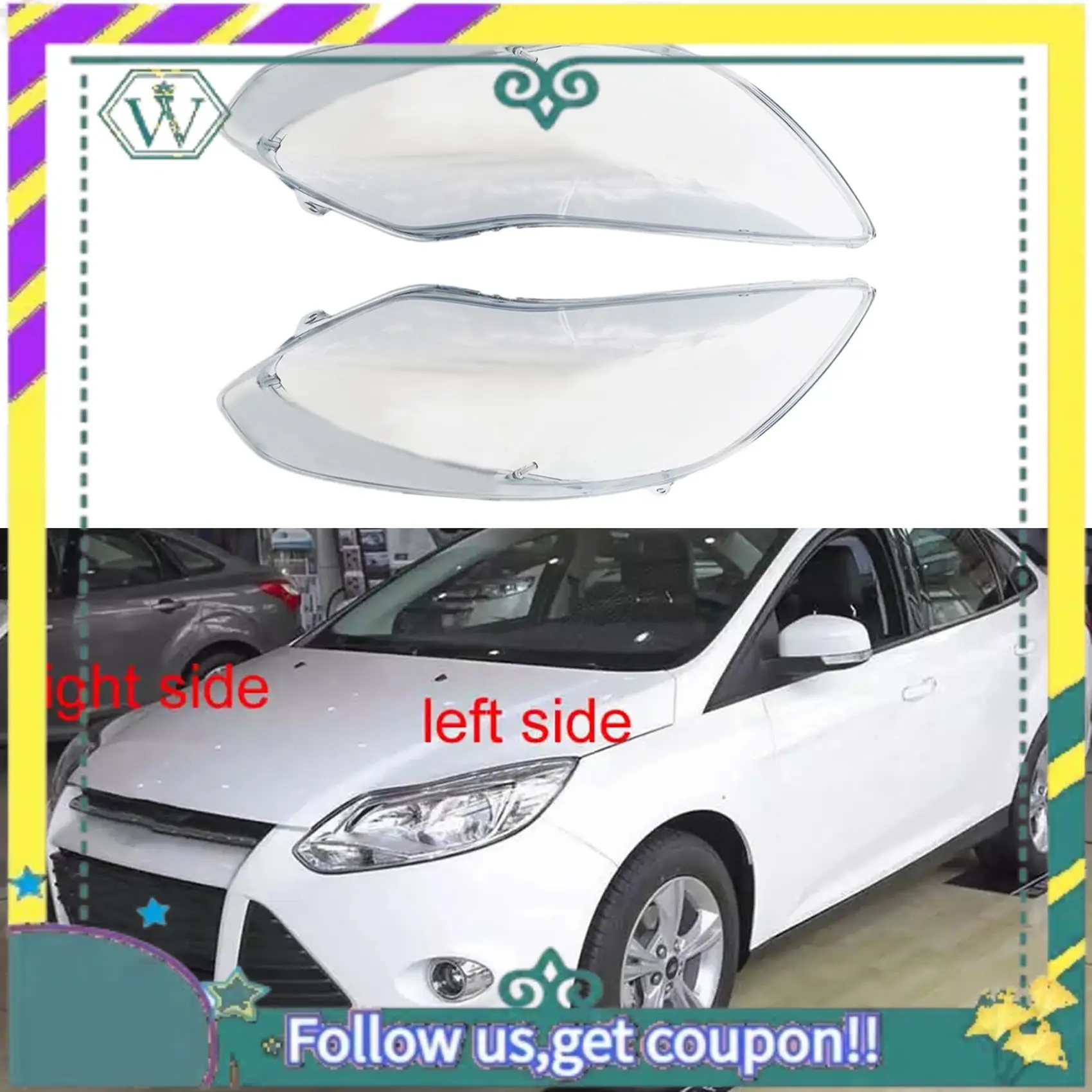 

A82U-2PCS Автомобильный абажур, крышка фары, прозрачная крышка фары, стеклянный корпус, маска для Ford Focus 2012-2015