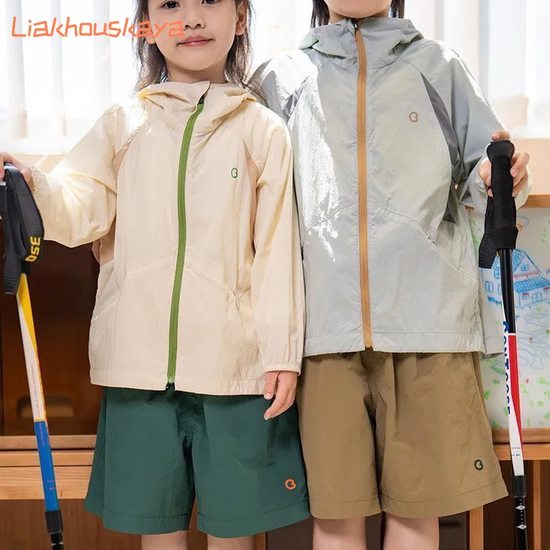 2026 Summer Kids Sun Protection Jacket Unisex Color Block UPF 50+ Original Yarn Breathable Thin Toddler Outerwear Trendy