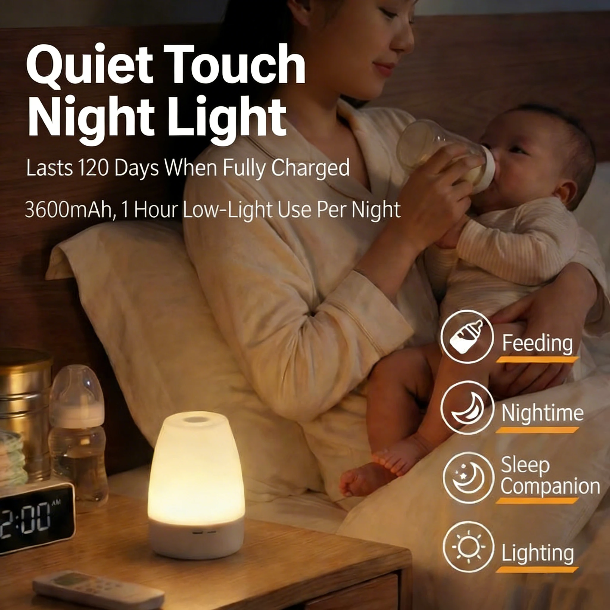 Światła LED z możliwością ściemniania, dotykowa lampka nocna LED, zdalne sterowanie, ładowanie USB, lampka stołowa LED, 3 kolory, lampka nocna dla dzieci, prezent.