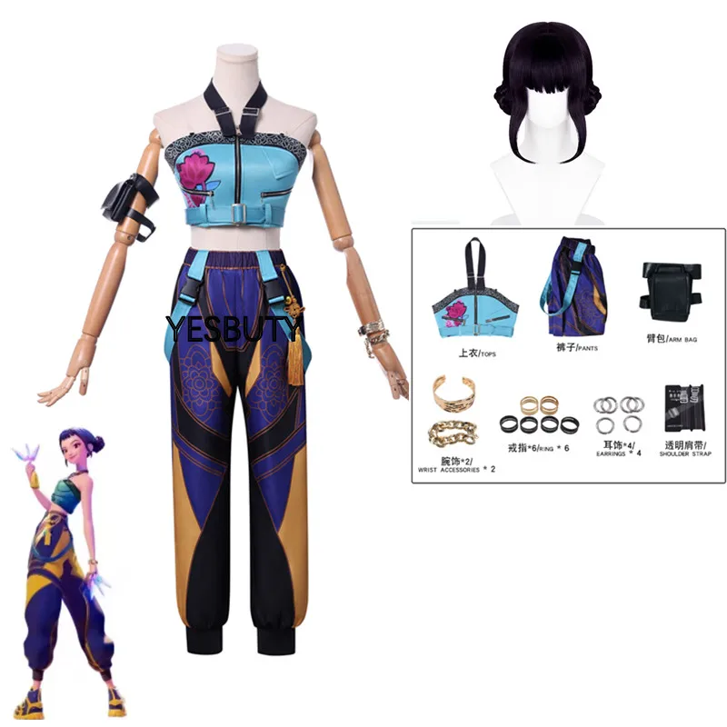 

KPop Demon Hunters Zoey Cosplay Costume Women Girls Fantasy Top Pants Roleplay Outfits Ring Halloween Carnival Party Idol Suit