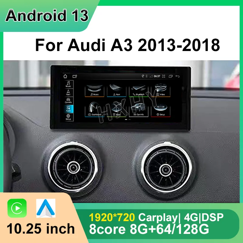 

10.25/12.3Inch Android 13 8+128G Auto Carplay Car Multimedia Stere Dvd Player Radio Gps Navigation For Audi A3 2013-2018