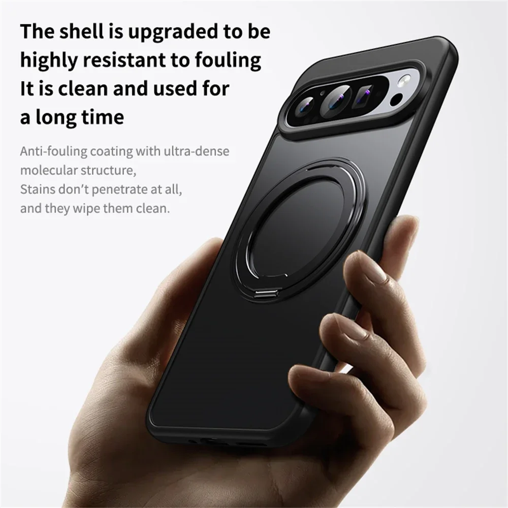 Magnetic Stand Holder Phone Case For Google Pixel 9 8 Pro XL 8A 9Pro For Magsafe 360 Ring Bracket Shockproof Armor Hard Cover