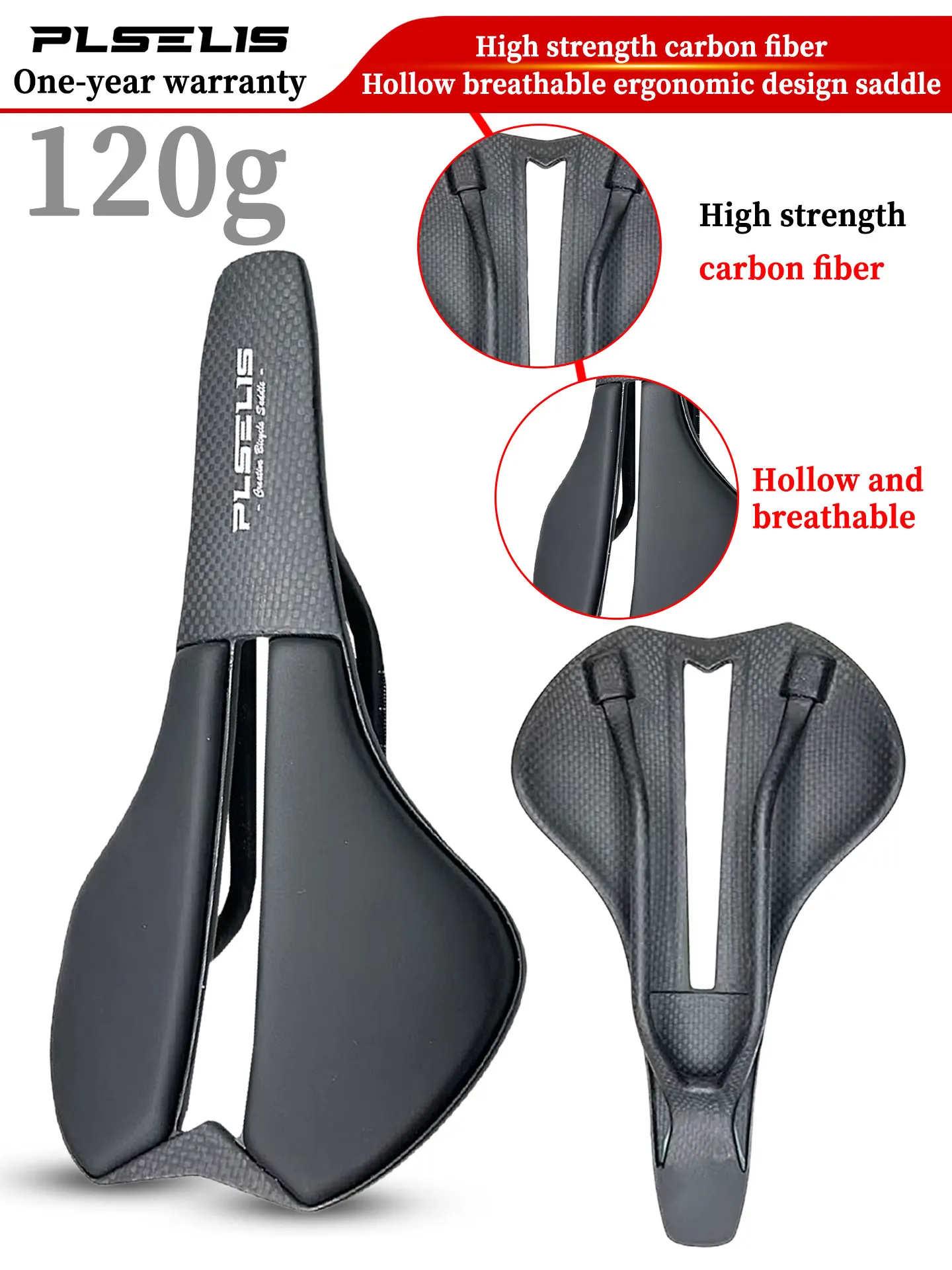 AliExpress plselis PLSELIS new road car high-end carbon fiber lightweight short nose breathable hollow hot selling soft and comfortable saddle
