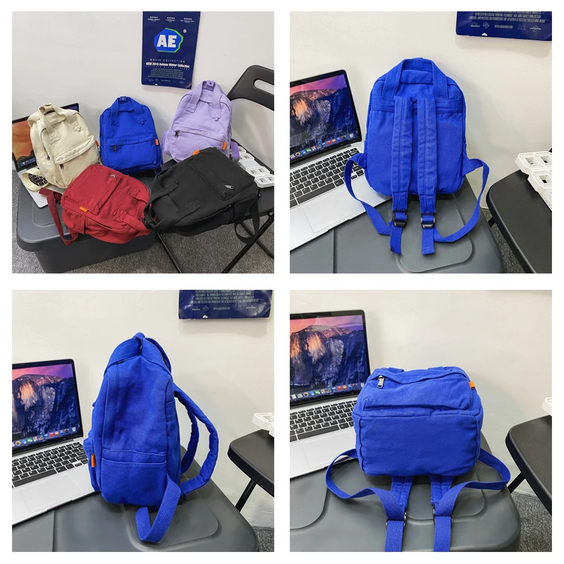 Y2K Bags For Women 2023 Soild Canvas Backpacks Shoulders Bag Female Travel Knapsack Korean Packbag Vintage Rucksack Book Mochila