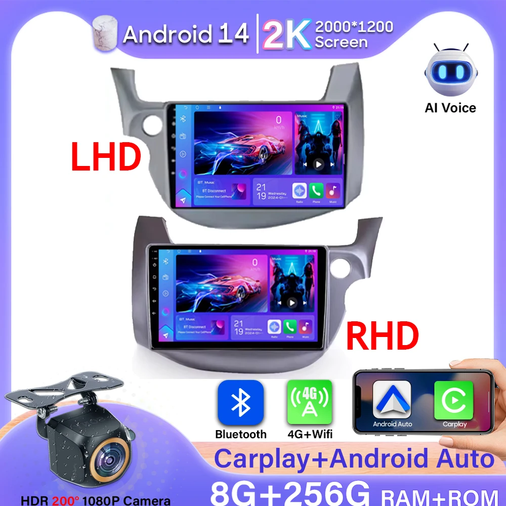 

For Honda Jazz 2 GG 2008 - 2014 Fit 2 GE GP GE 2007 - 2014 GPS Car Radio Navigation Multimedia Video Player Stereo 4G Android 14