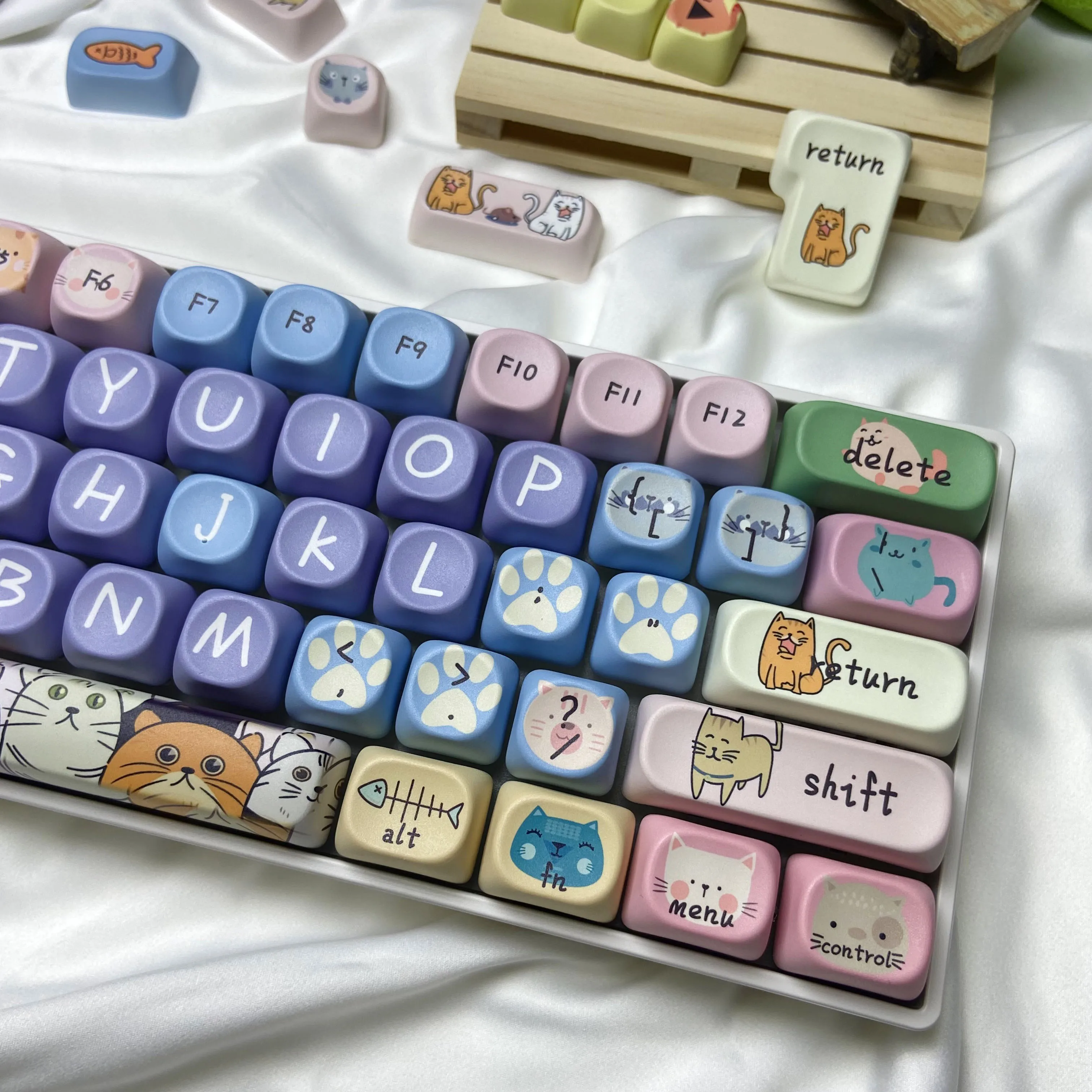 

Милые колпачки для клавиш с изображением кота и мыши, профиль MOA и XDA, 122 клавиши, набор из ПБТ для 60% 65% 75% TKL 96% 98% 100% механических клавиатур