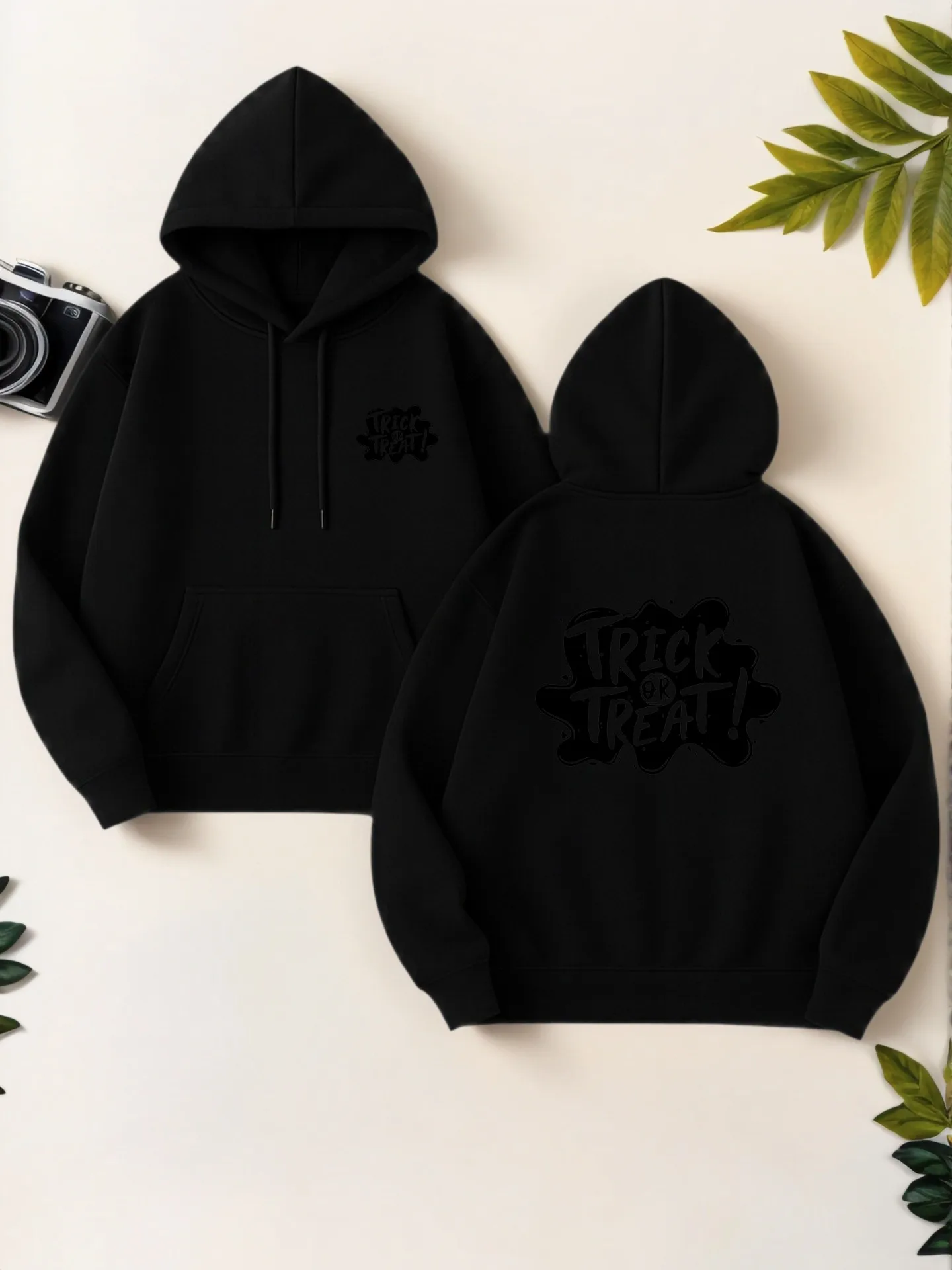 Sudadera con capucha gráfica para mujer, estampado de truco o trato, diseño estético informal, tela suave, uso diario informal, para adolescentes