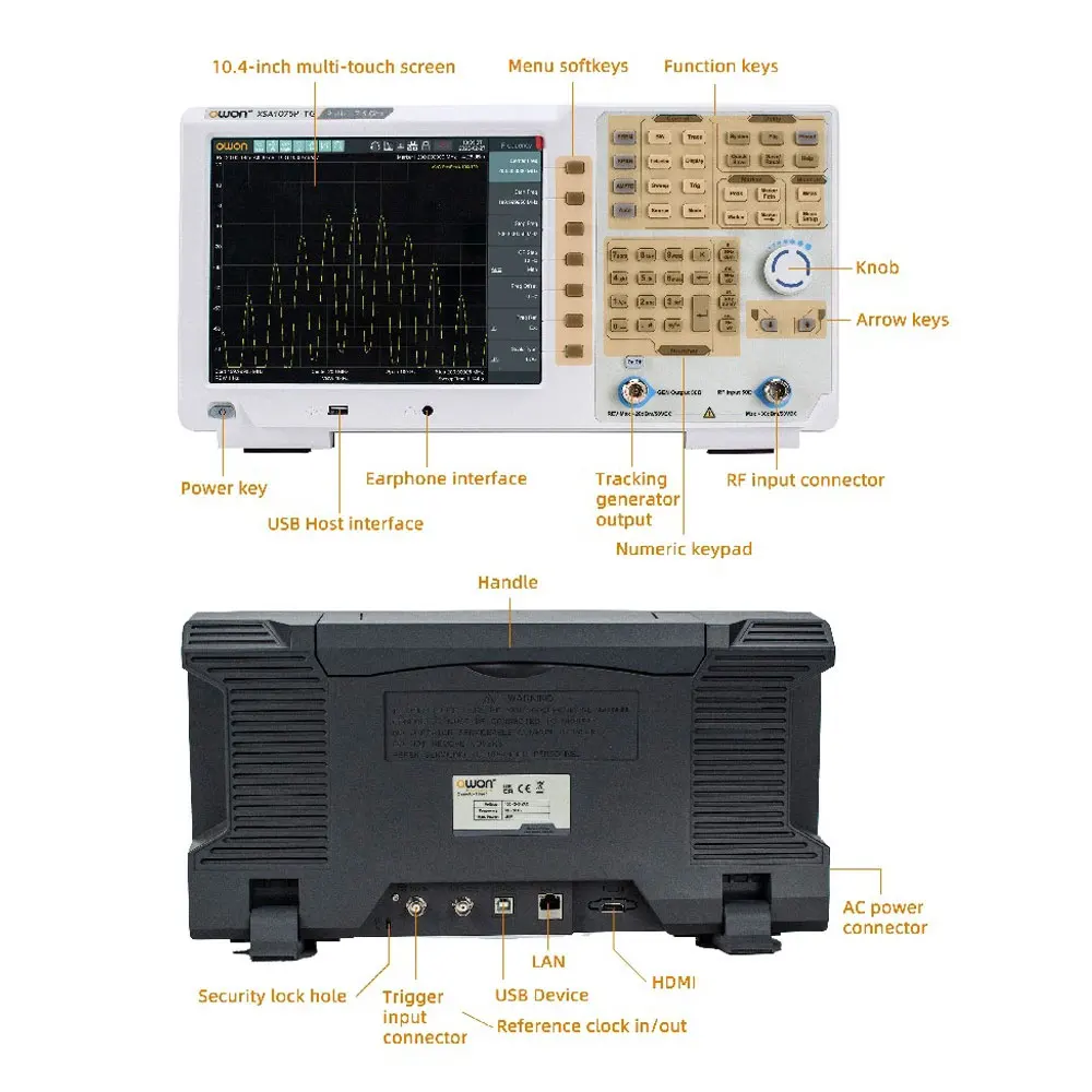 

OWON XSA1015P-TG 9kHz-1.5GHz Spectrum Tracking Generator With 10.4-inch TFT LCD Touch Screen