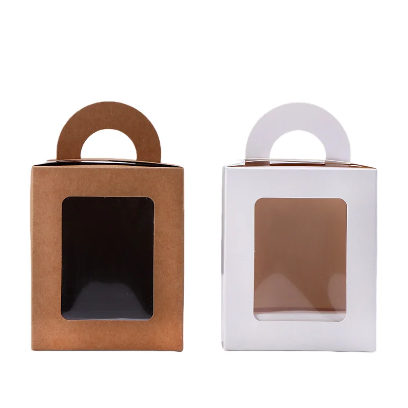 

24 шт. коробок для капкейков с ручкой и окошком, белые коробки для маффинов из крафт-бумаги с вкладышем для кондитерских изделий, подарков на день рождения