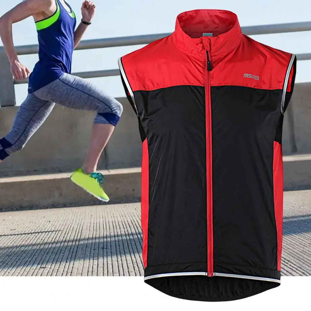 

Casual Washable Zipper Waistcoat Super Soft Men Cycling Vest Contrast Color Washable Waistcoat for Cycling